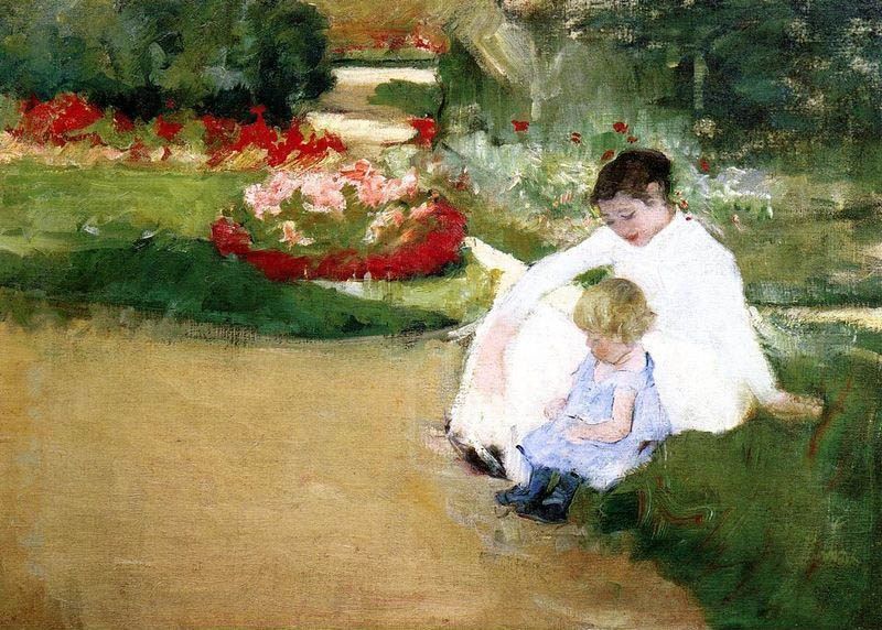 Mary Cassatt Woman And Child Seated In A Garden
